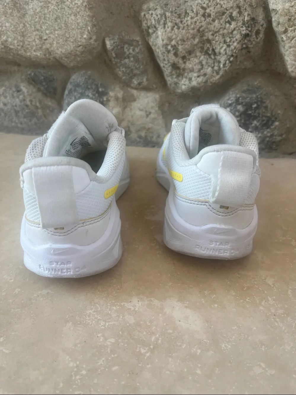 Nike Kids White and Yellow Pull on Sneakers